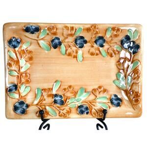 Vintage California Pantry Fall Floral Platter Footed Rectangle Serving Dish Tray